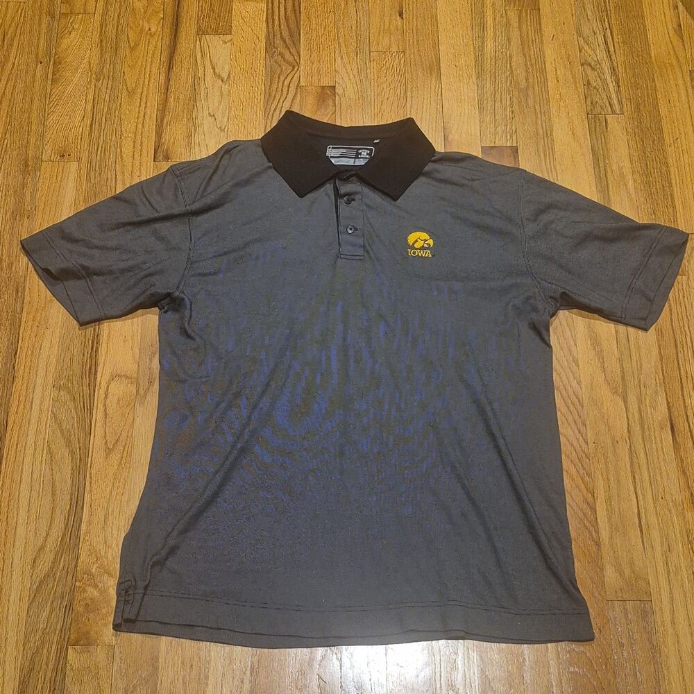 Iowa Hawkeyes Cutter & Buck Gray Golf Polo Shirt Men's Size XL Dry Tec